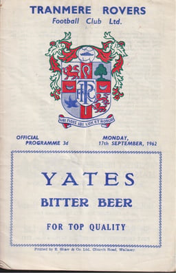 Tranmere Rovers v Torquay United Match Programme 1962-09-17